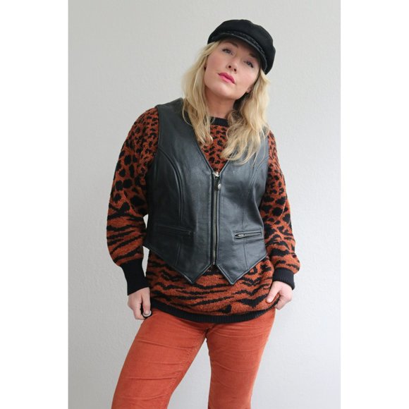 2000's Xpert Performance Gear Leather Biker Vest // Women's Size Medium to Large - Picture 7 of 8